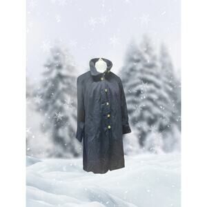 Jessica London size 12 long black wool coat with satin lining high neck